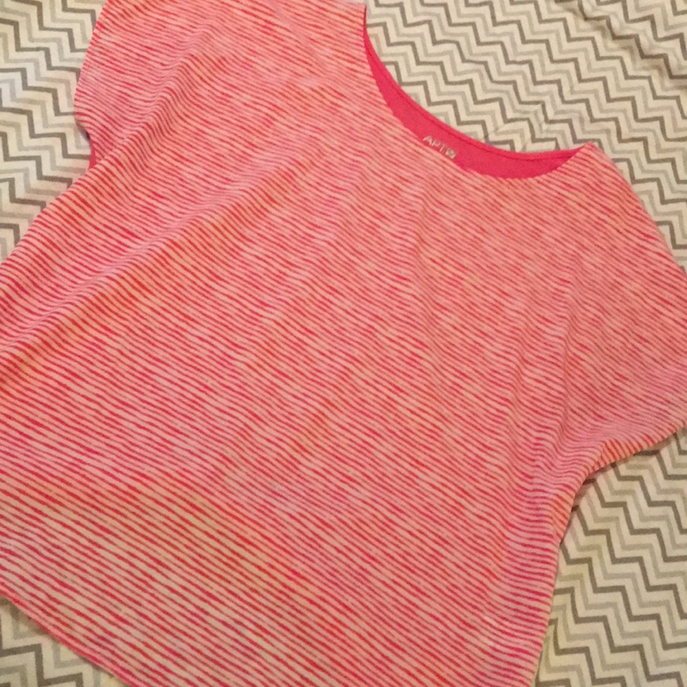 Short sleeve , pink and white striped blouse